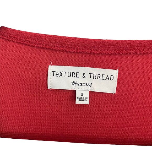 Madewell Small Blouse Crepe Wrap Top Red Balloon Sleeve Texture - Picture 2 of 8